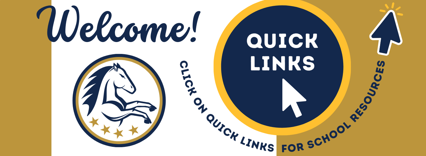 A vibrant yellow and blue banner displaying the words &#34;Welcome Quick Links&#34; in bold letters.